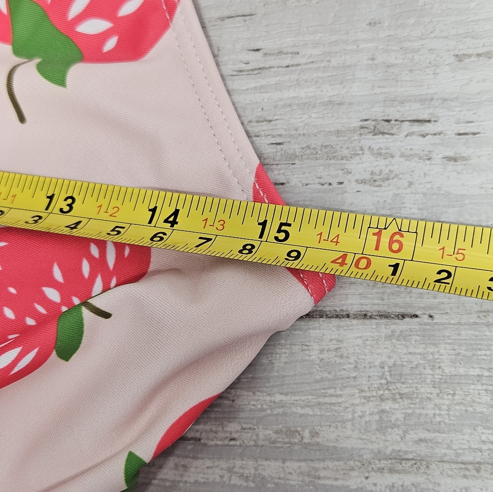 AONTUS Strawberry Print Swimdress One Piece Swimsuit Size M Tummy Control - Picture 3 of 12